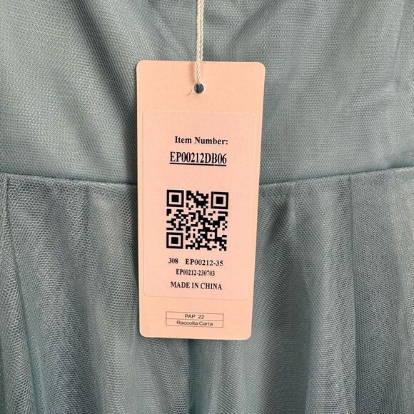 Ever Pretty Dusty Teal Tulle Mesh High Low Pearl Special Occasion Dress Size 6/M - Picture 7 of 14